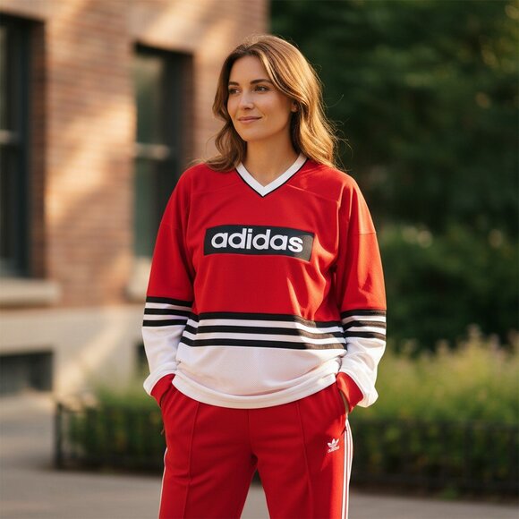 NWT L ADIDAS ORIGINAL JERSEY TOP AND TRACK PANTS MATCHING SET BUNDLE - Picture 5 of 6